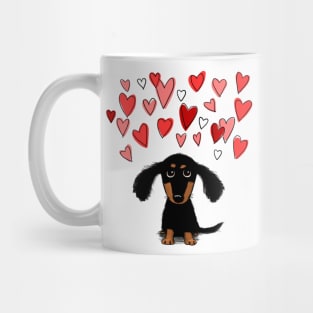 Cute Dachshund Puppy Dog with Valentine Hearts Mug